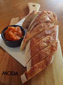 Ciabatta, sweet potato dip 