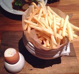 Truffled fries with egg