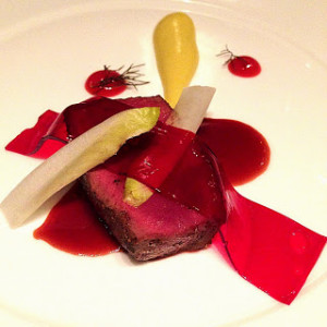 Venison with beetroot and red currant